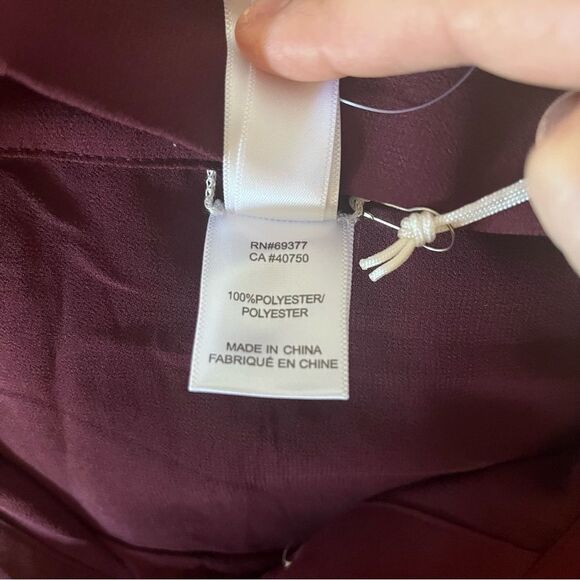New with Tags Marla Wynne Layers Sheer Burgundy Button Down Blouse Size Small - Picture 7 of 10
